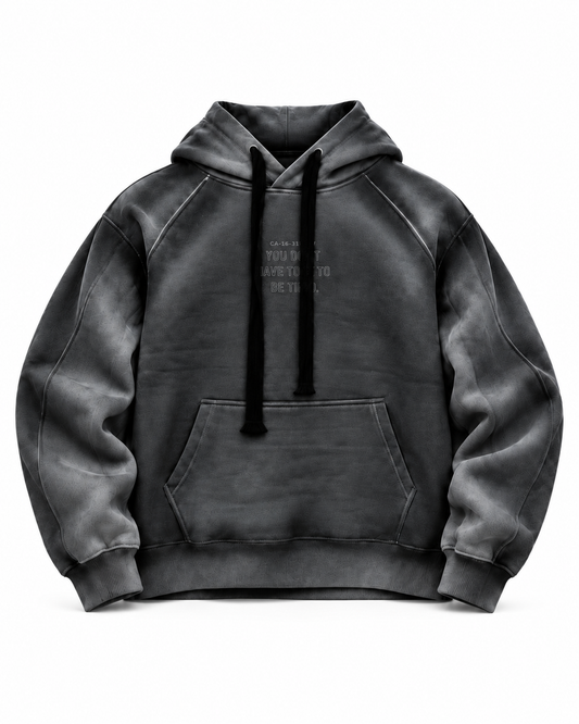 Hoodie Timid con acabado Shadow Spraywash oscuro, vista frontal