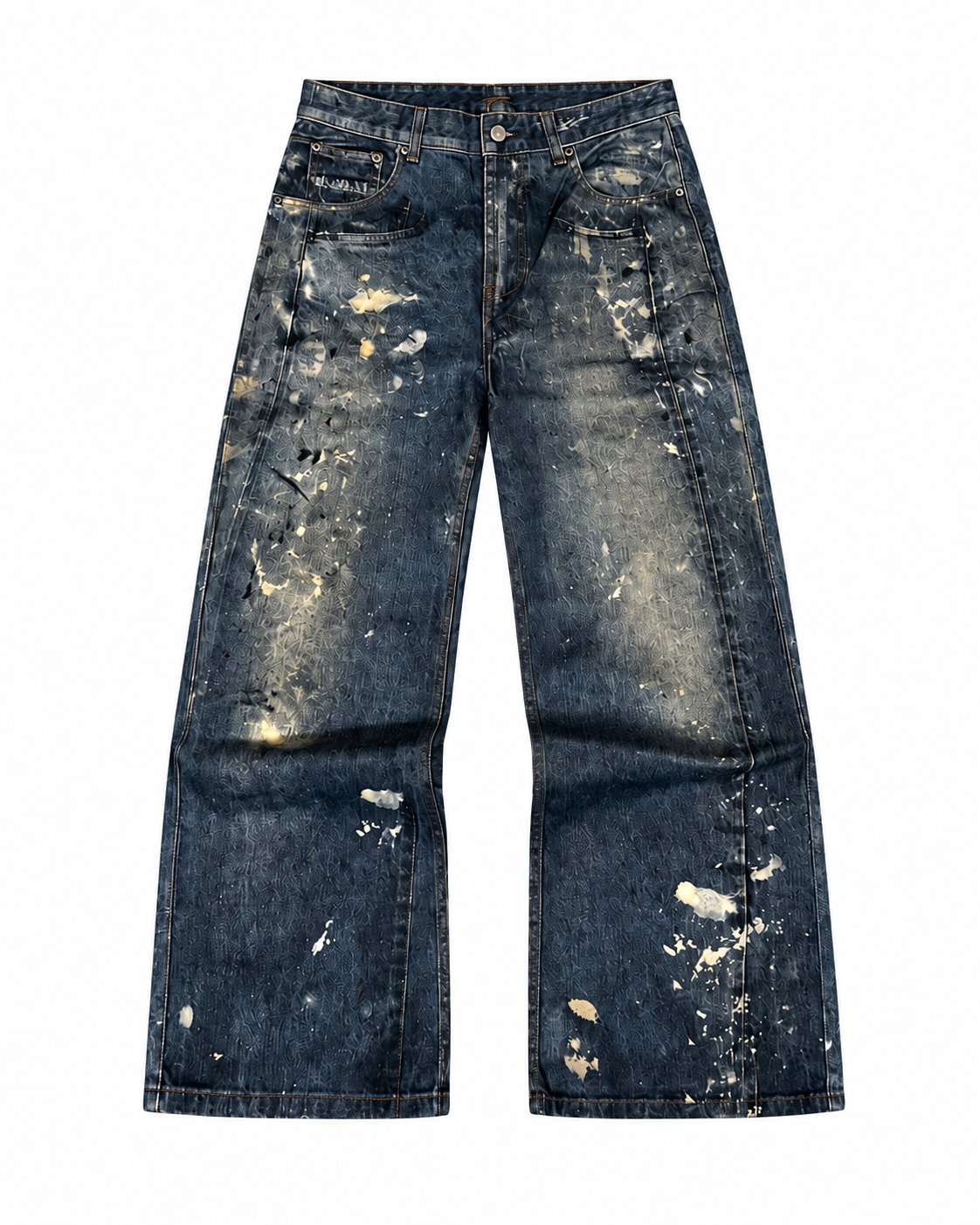 Jeans Forgiveness Deslavado, mezclilla azul con desgaste y salpicaduras