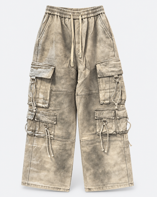 Pants Blanco Washed Cargo - vista frontal sobre fondo neutro