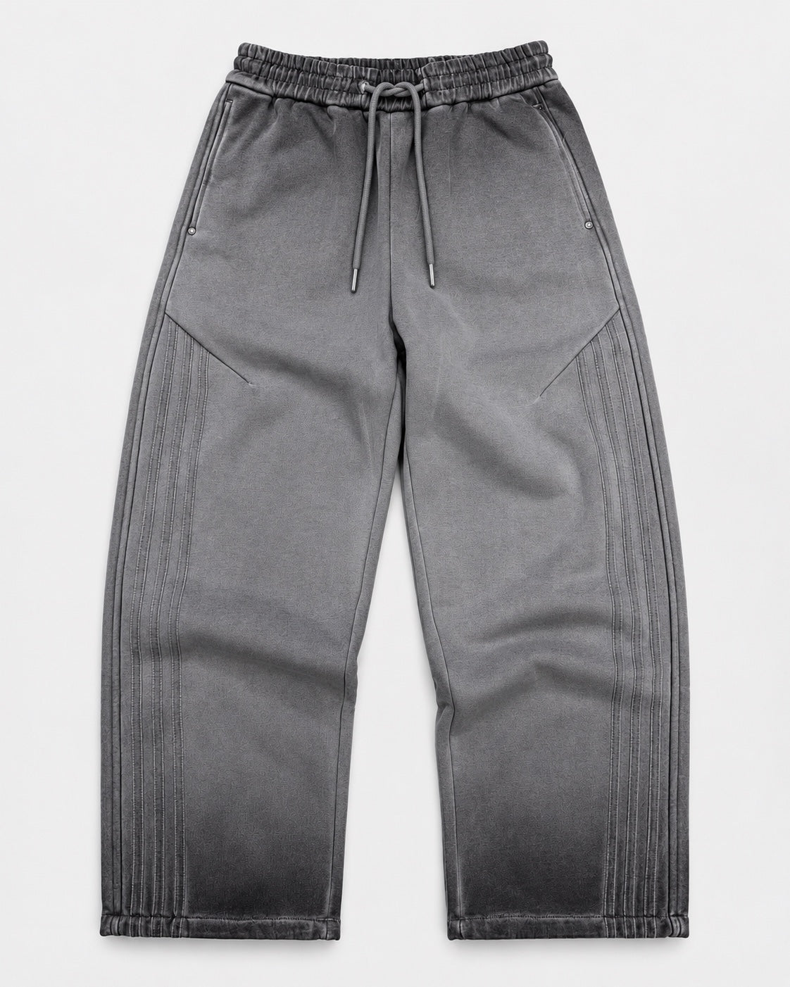 Pants baggy gris lavado degradado con cintura de jareta y costuras laterales