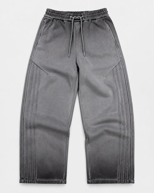 Pants baggy gris lavado degradado con cintura de jareta y costuras laterales