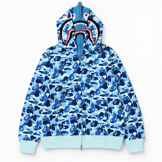 Sudadera camuflaje azul de doble capucha