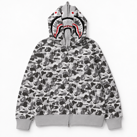Sudadera camuflaje gris de doble capucha