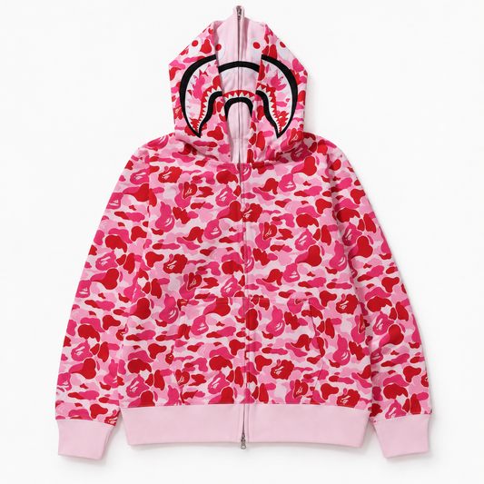 Sudadera camuflaje rosa de doble capucha
