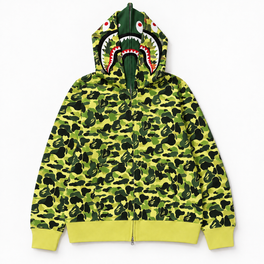 Sudadera camuflaje verde de doble capucha